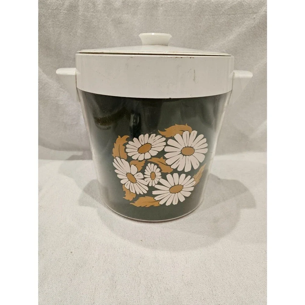 Vintage West Bend Thermo Serv Daisy Ice Bucket With Lid